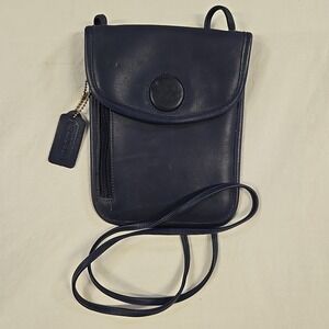 Vintage Coach USA Olympics 100th Anniversary Navy Blue Leather Crossbody Pouch